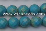 CDE2155 15.5 inches 16mm faceted round dyed sea sediment jasper beads