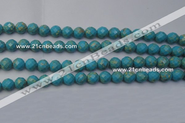 CDE2155 15.5 inches 16mm faceted round dyed sea sediment jasper beads