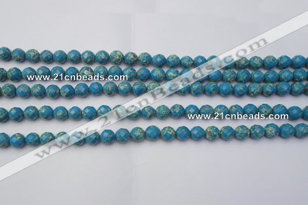 CDE2160 15.5 inches 6mm faceted round dyed sea sediment jasper beads