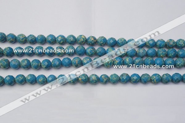 CDE2161 15.5 inches 8mm faceted round dyed sea sediment jasper beads