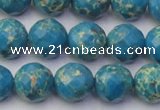 CDE2163 15.5 inches 12mm faceted round dyed sea sediment jasper beads