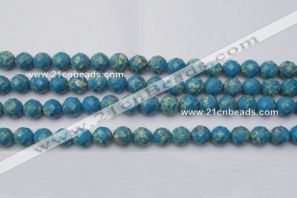 CDE2163 15.5 inches 12mm faceted round dyed sea sediment jasper beads