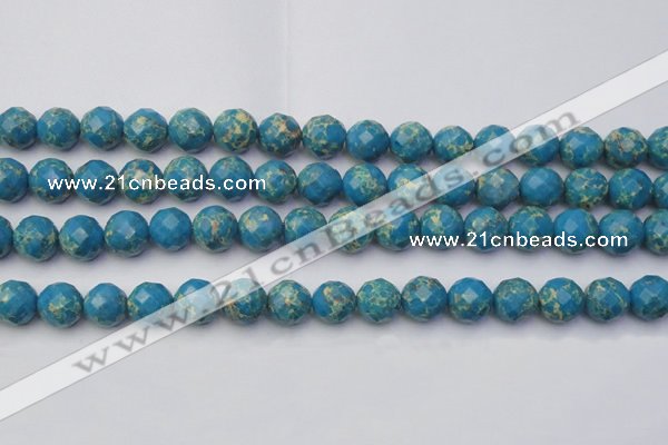 CDE2164 15.5 inches 14mm faceted round dyed sea sediment jasper beads