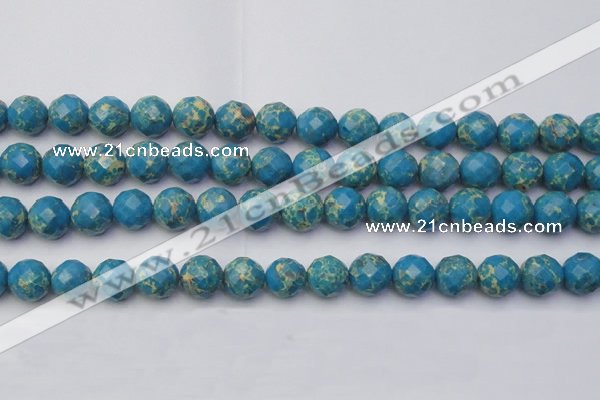 CDE2165 15.5 inches 16mm faceted round dyed sea sediment jasper beads