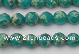 CDE2170 15.5 inches 6mm faceted round dyed sea sediment jasper beads