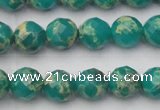 CDE2172 15.5 inches 10mm faceted round dyed sea sediment jasper beads