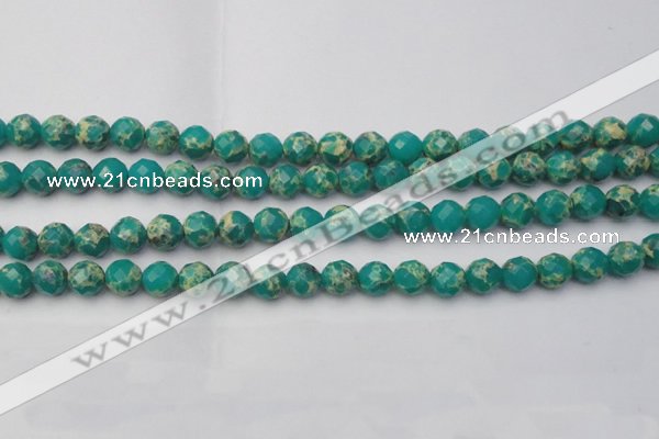 CDE2172 15.5 inches 10mm faceted round dyed sea sediment jasper beads