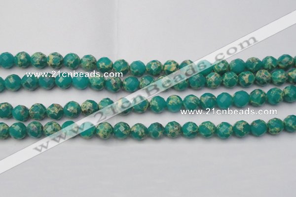 CDE2173 15.5 inches 12mm faceted round dyed sea sediment jasper beads