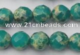 CDE2174 15.5 inches 14mm faceted round dyed sea sediment jasper beads