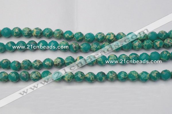 CDE2174 15.5 inches 14mm faceted round dyed sea sediment jasper beads