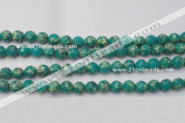 CDE2175 15.5 inches 16mm faceted round dyed sea sediment jasper beads