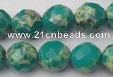 CDE2176 15.5 inches 18mm faceted round dyed sea sediment jasper beads