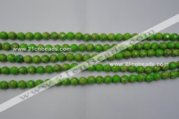 CDE2180 15.5 inches 6mm faceted round dyed sea sediment jasper beads