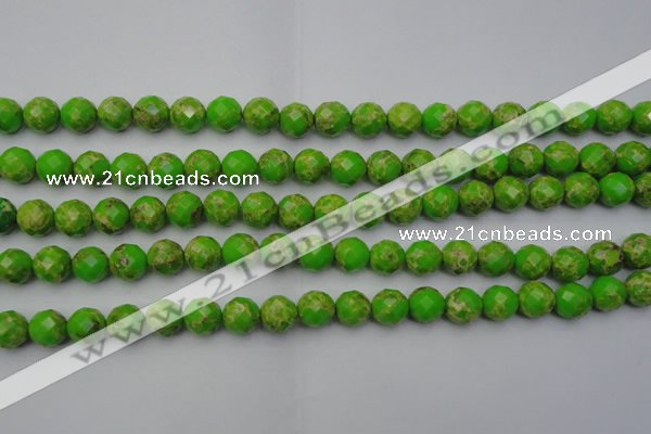 CDE2182 15.5 inches 10mm faceted round dyed sea sediment jasper beads
