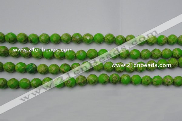 CDE2183 15.5 inches 12mm faceted round dyed sea sediment jasper beads