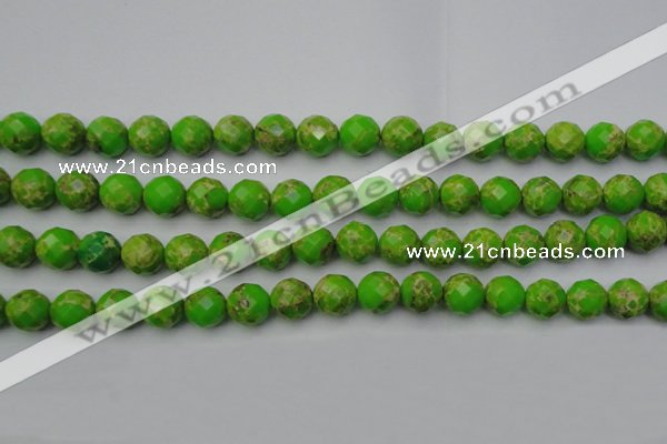 CDE2184 15.5 inches 14mm faceted round dyed sea sediment jasper beads