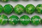 CDE2193 15.5 inches 12mm faceted round dyed sea sediment jasper beads