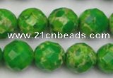 CDE2194 15.5 inches 14mm faceted round dyed sea sediment jasper beads