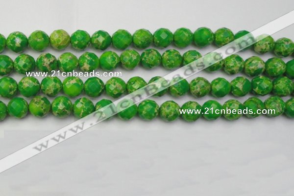 CDE2194 15.5 inches 14mm faceted round dyed sea sediment jasper beads