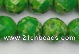 CDE2197 15.5 inches 20mm faceted round dyed sea sediment jasper beads