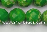 CDE2198 15.5 inches 22mm faceted round dyed sea sediment jasper beads