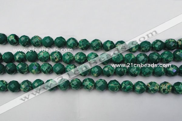 CDE2203 15.5 inches 12mm faceted round dyed sea sediment jasper beads