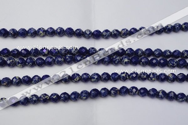 CDE2211 15.5 inches 8mm faceted round dyed sea sediment jasper beads