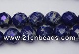 CDE2212 15.5 inches 10mm faceted round dyed sea sediment jasper beads