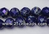 CDE2213 15.5 inches 12mm faceted round dyed sea sediment jasper beads