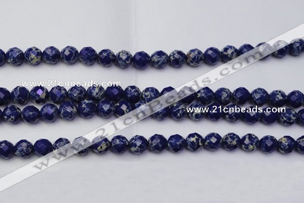 CDE2214 15.5 inches 14mm faceted round dyed sea sediment jasper beads