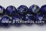 CDE2215 15.5 inches 16mm faceted round dyed sea sediment jasper beads