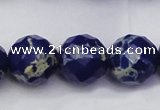 CDE2219 15.5 inches 24mm faceted round dyed sea sediment jasper beads