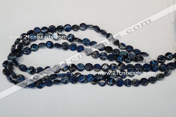 CDE230 15.5 inches 10mm flat round dyed sea sediment jasper beads