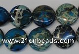 CDE232 15.5 inches 16mm flat round dyed sea sediment jasper beads