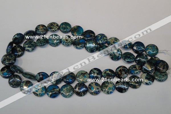 CDE232 15.5 inches 16mm flat round dyed sea sediment jasper beads