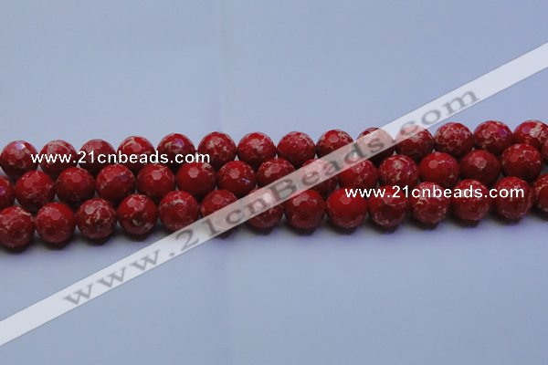 CDE2514 15.5 inches 14mm faceted round dyed sea sediment jasper beads