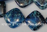 CDE252 15.5 inches 20*20mm diamond dyed sea sediment jasper beads