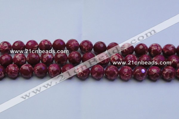 CDE2521 15.5 inches 14mm faceted round dyed sea sediment jasper beads