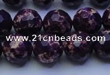 CDE2535 15.5 inches 14mm faceted round dyed sea sediment jasper beads