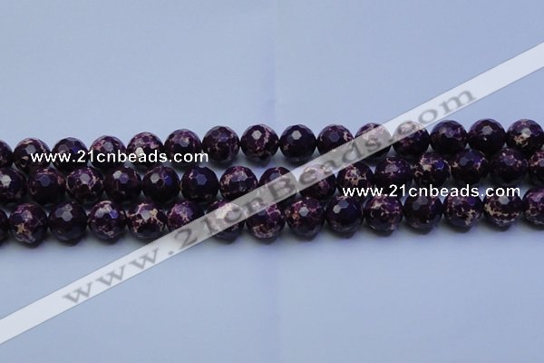 CDE2535 15.5 inches 14mm faceted round dyed sea sediment jasper beads