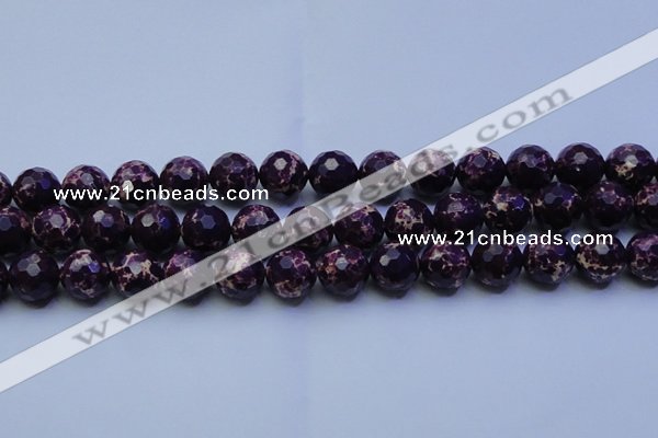 CDE2536 15.5 inches 16mm faceted round dyed sea sediment jasper beads