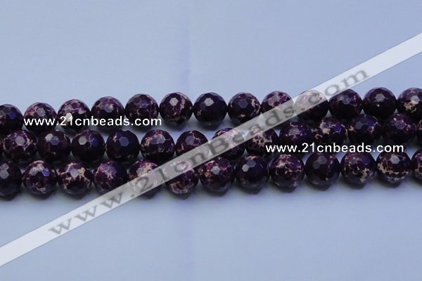 CDE2537 15.5 inches 18mm faceted round dyed sea sediment jasper beads