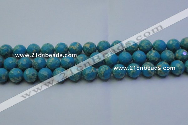 CDE2549 15.5 inches 14mm faceted round dyed sea sediment jasper beads