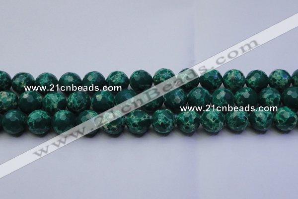 CDE2571 15.5 inches 14mm faceted round dyed sea sediment jasper beads