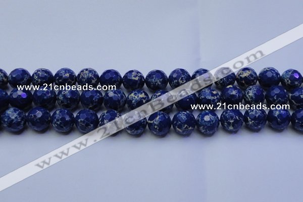 CDE2579 15.5 inches 14mm faceted round dyed sea sediment jasper beads