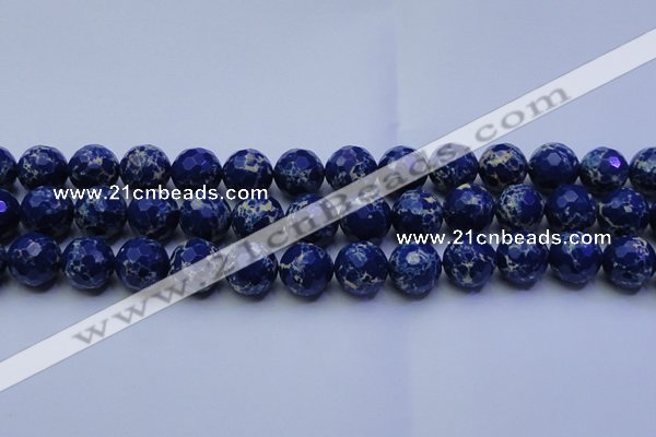 CDE2580 15.5 inches 16mm faceted round dyed sea sediment jasper beads