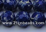 CDE2581 15.5 inches 18mm faceted round dyed sea sediment jasper beads