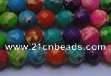 CDE2695 6mm faceted round mixed color sea sediment jasper beads