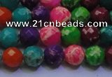 CDE2696 8mm faceted round mixed color sea sediment jasper beads