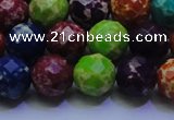 CDE2698 12mm faceted round mixed color sea sediment jasper beads